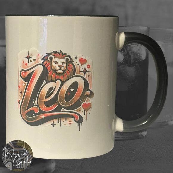 Orange Zodiac Leo White and Black Mug - Picture 1 of 3